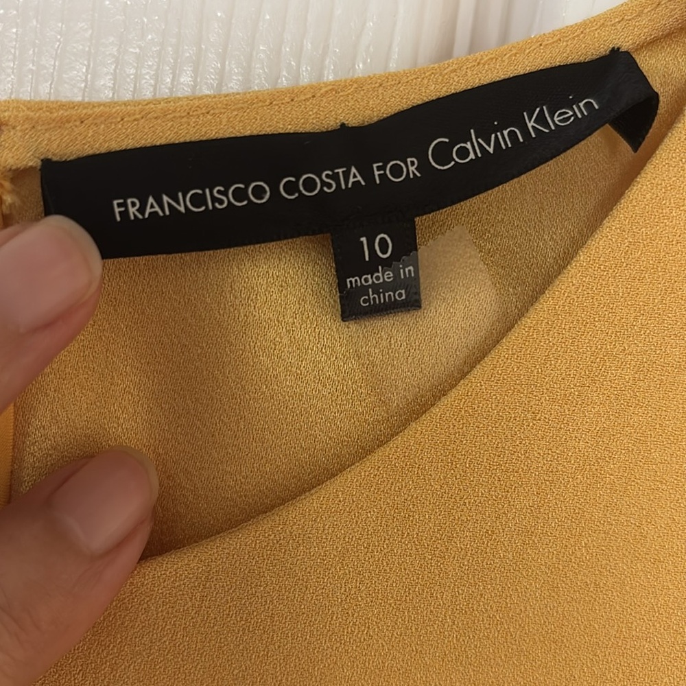 Francisco Costa For Calvin Klein Mustard Yellow Dress- SIZE 10 - Picture 4 of 17